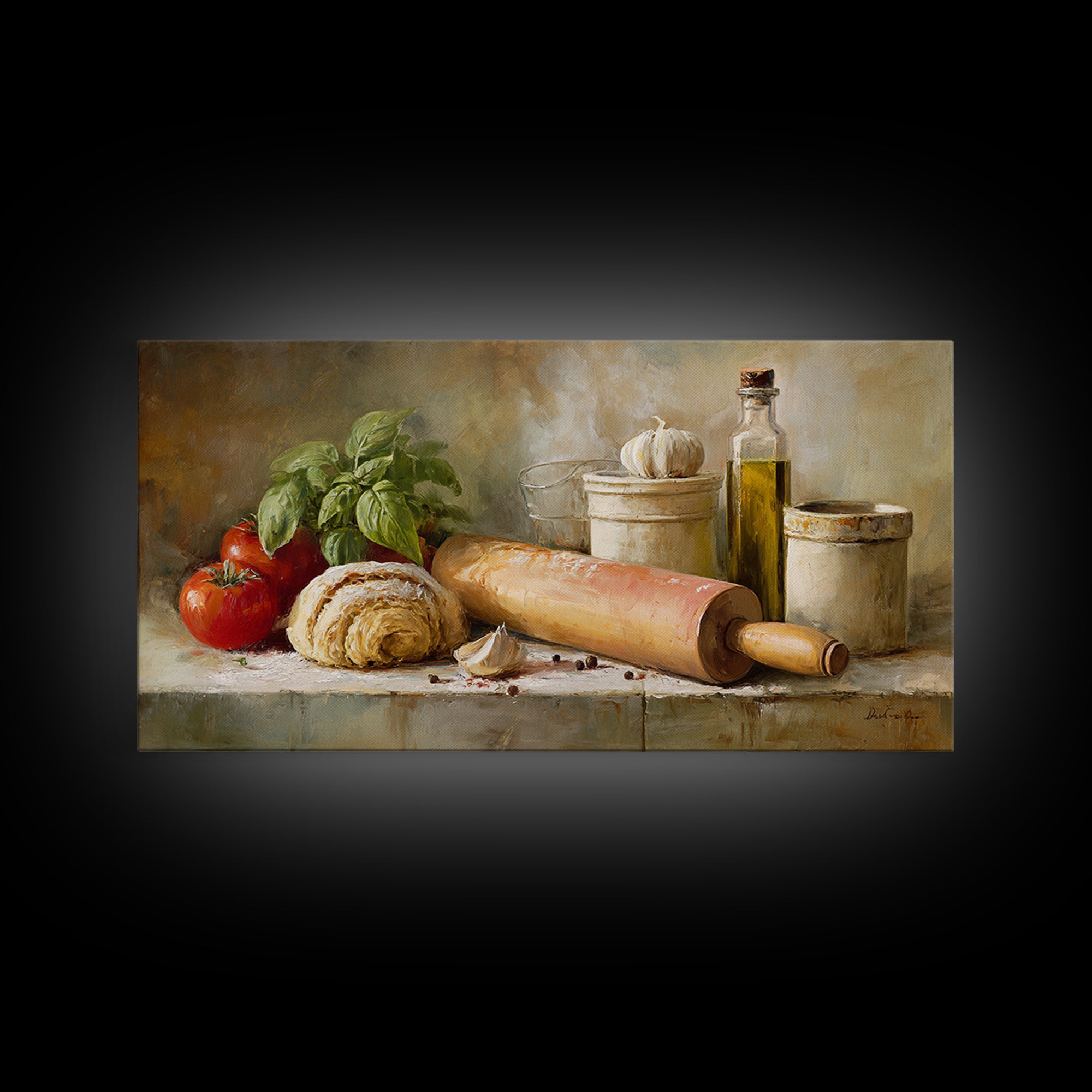 Patisserie Pattern of Rolling Pins and Pastries Canvas Print, Bakery Art, Kitchen Decor, Bakery Decor, Fine Art, Patisserie, BAK-2x1-17