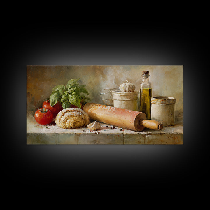 Patisserie Pattern of Rolling Pins and Pastries Canvas Print, Bakery Art, Kitchen Decor, Bakery Decor, Fine Art, Patisserie, BAK-2x1-17