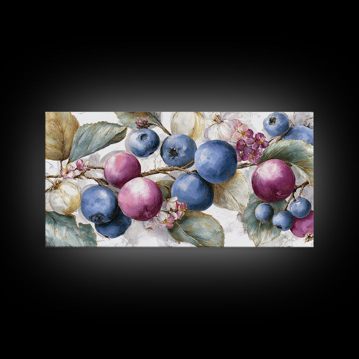Blueberry Galette with Rustic Farmhouse Texture Framed Canvas Print, Bakery Art, Kids Art, Bakery Decor, Fine Art, Patisserie, BAK-2x1-19