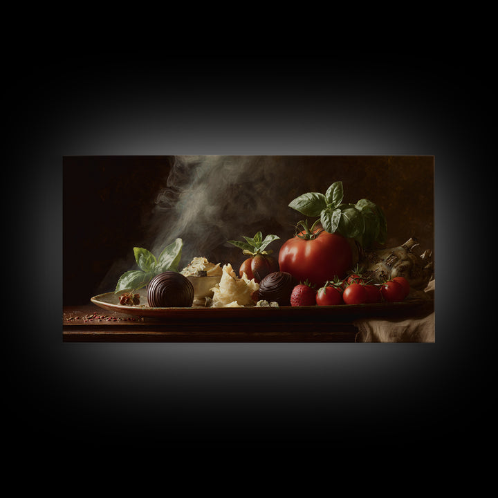 Chocolate Truffle Still Life Canvas Print, Bakery Art, Kitchen Wall Art, Bakery Decor, Oil Painting, Patisserie, BAK-2x1-39