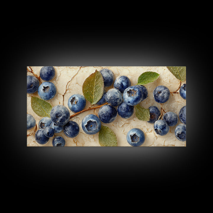 Blueberry Galette with Rustic Farmhouse Texture Framed Canvas Print, Bakery Art, Digital Print, Bakery Decor, Patisserie, BAK-2x1-43