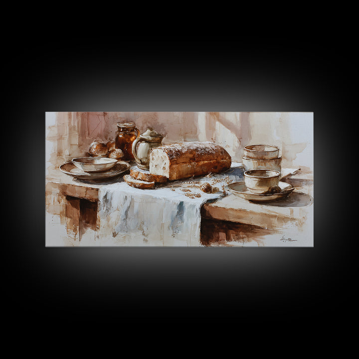 Rustic Loaf of Bread Canvas Print, Bakery Art, Art Print, Bakery Decor, Fine Art, Patisserie, Kitchen Print, Coffee Wall Art, BAK-2x1-48