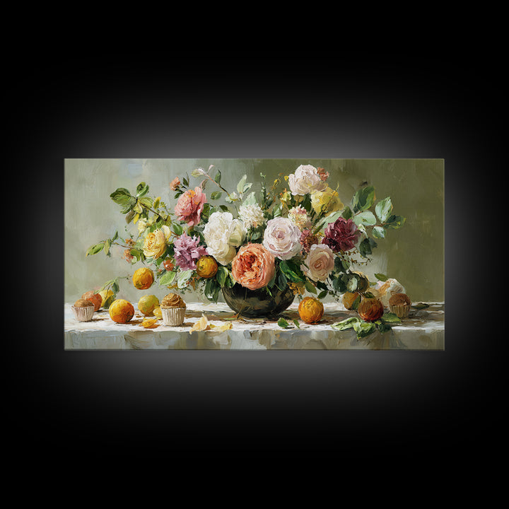 Cupcake Bouquet Painted Framed Canvas Print, Bakery Art, Food Art, Bakery Decor, Watercolor Art, Patisserie, Kids Art, BAK-2x1-51