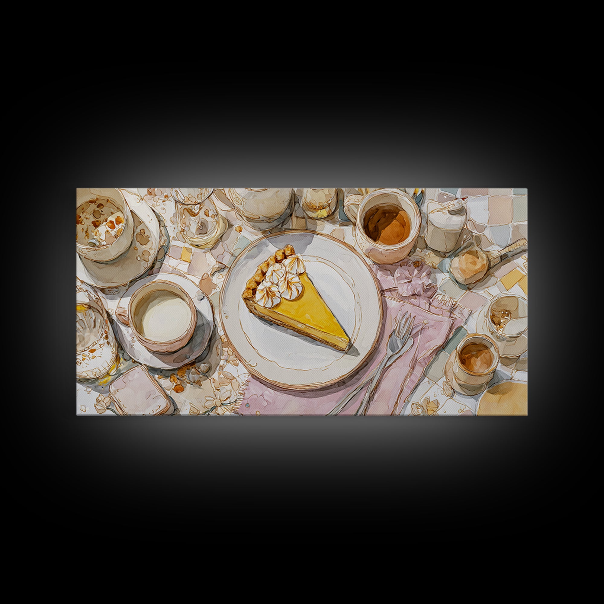 Lemon Meringue Pie Slice Canvas Print, Bakery Art, Art Print, Bakery Decor, Patisserie, Kitchen Print, Coffee Wall Art, BAK-2x1-54