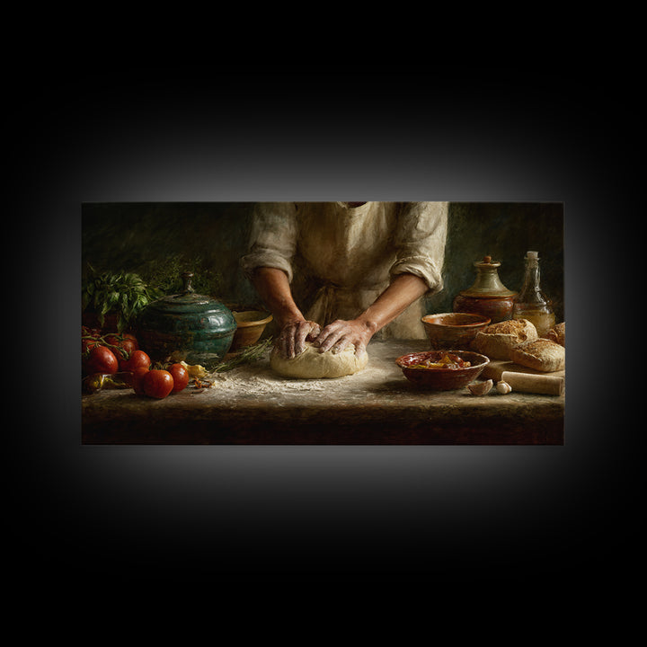 Baker Hands Shaping Dough Canvas Print, Bakery Art, Watercolor Painting, Bakery Decor, Fine Art, Patisserie, Aesthetic Wall Art, BAK-2x1-61
