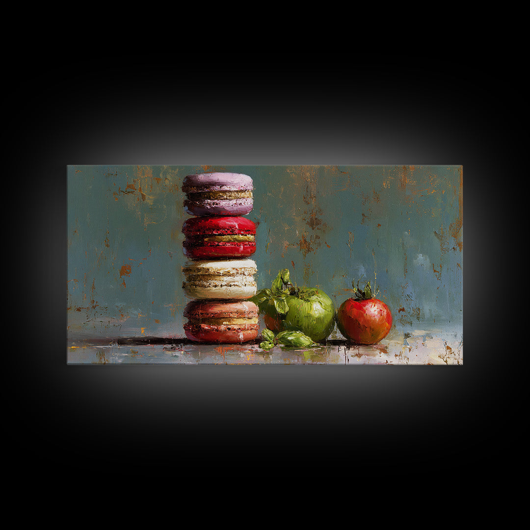 Single Perfect Macaron Tower Canvas Print, Bakery Art, French Wall Art, Bakery Decor, Abstract Art, Patisserie, Room Decor, BAK-2x1-71
