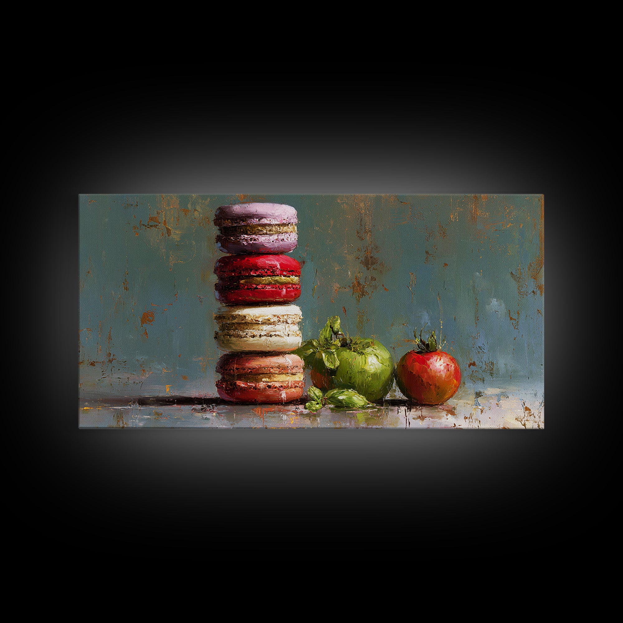 Single Perfect Macaron Tower Canvas Print, Bakery Art, French Wall Art, Bakery Decor, Abstract Art, Patisserie, Room Decor, BAK-2x1-71
