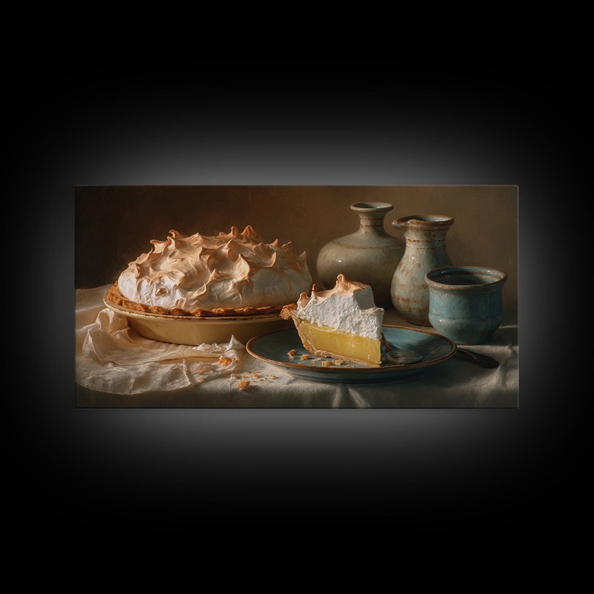 Lemon Meringue Pie Slice Canvas Print, Bakery Art, Art Print, Bakery Decor, Patisserie, Kitchen Print, Coffee Wall Art, BAK-2x1-78