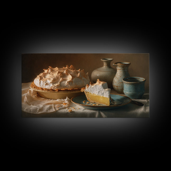 Lemon Meringue Pie Slice Canvas Print, Bakery Art, Art Print, Bakery Decor, Patisserie, Kitchen Print, Coffee Wall Art, BAK-2x1-78