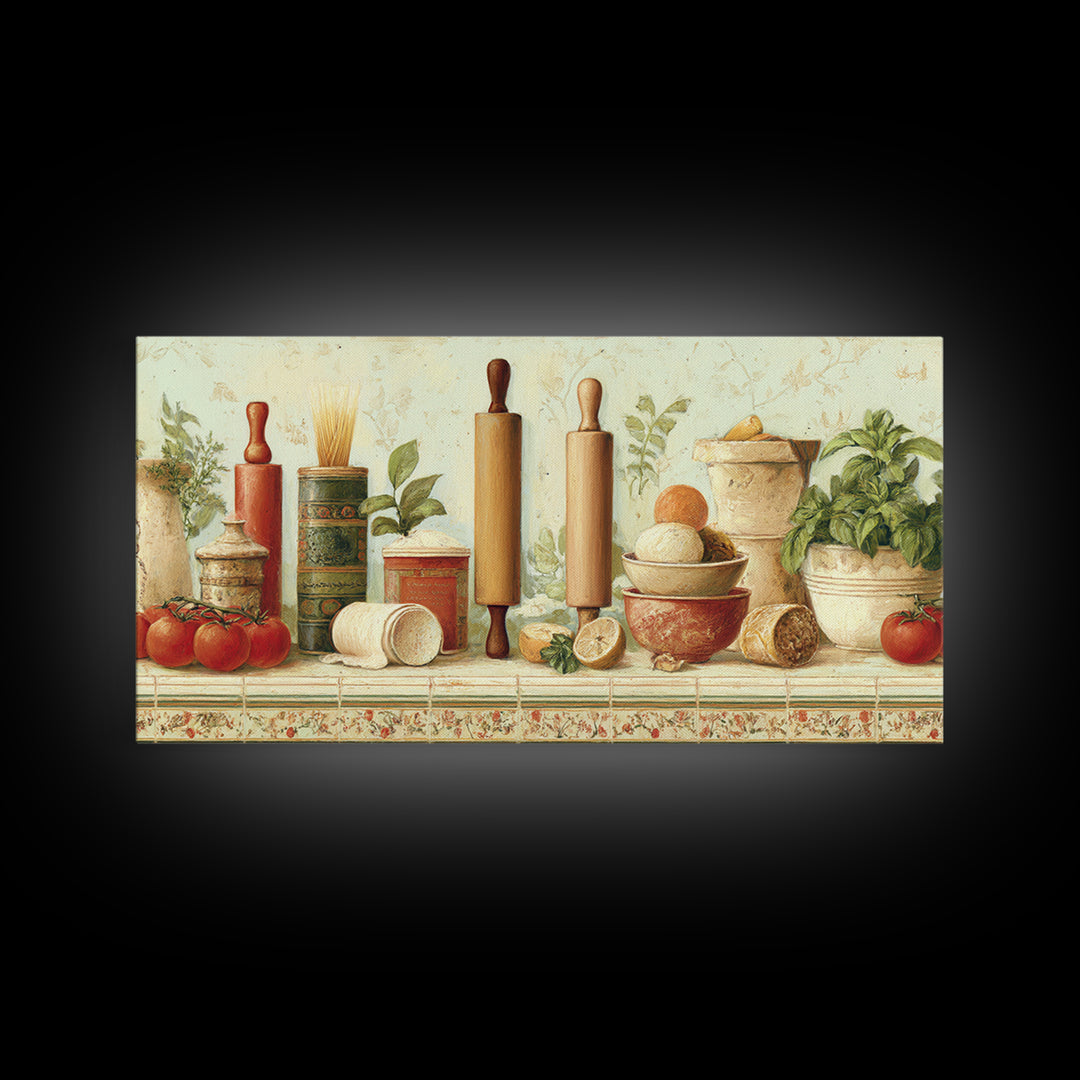 Patisserie Pattern of Rolling Pins and Pastries Canvas Print, Bakery Art, Coffee Wall Art, Bakery Decor, Fine Art, Patisserie, BAK-2x1-89