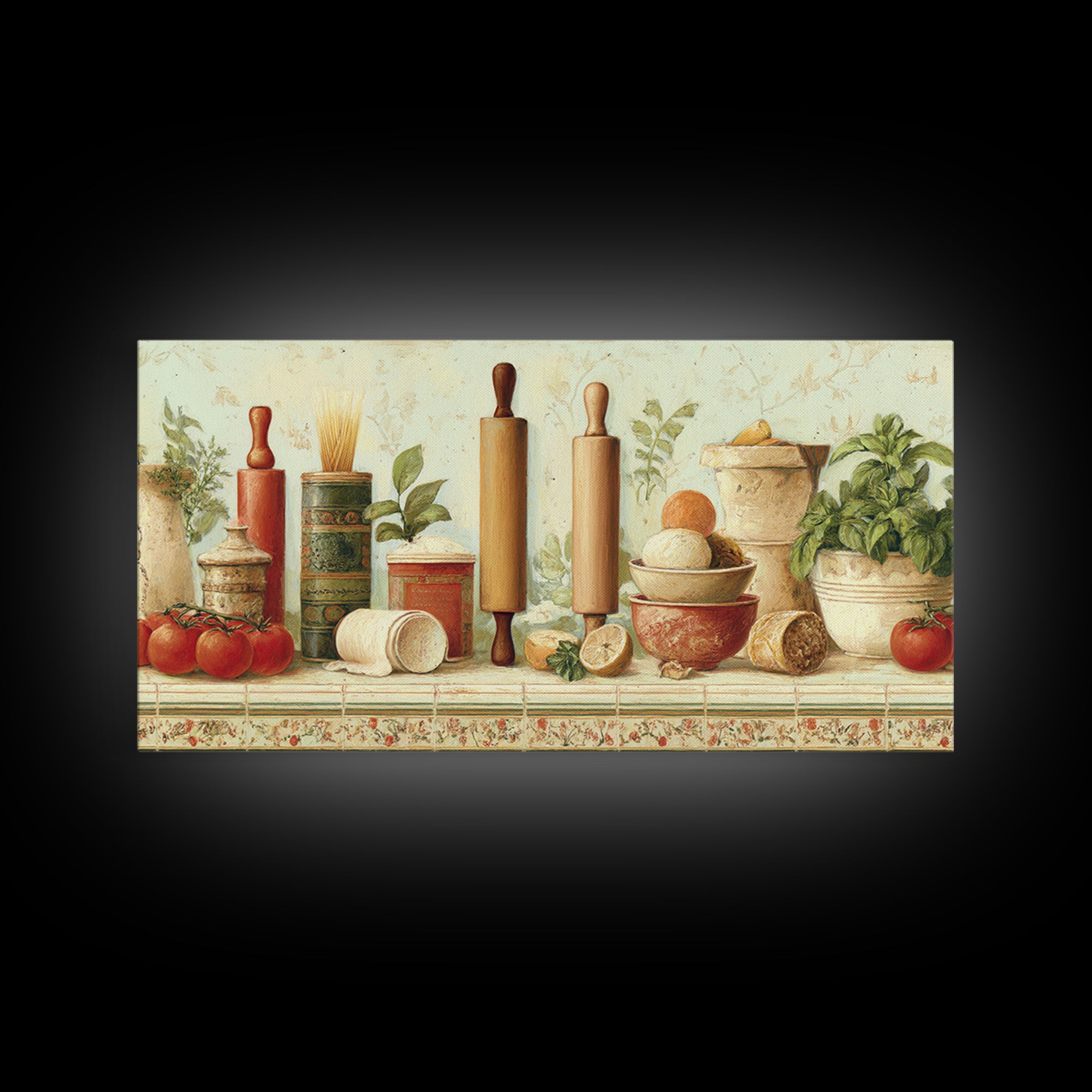 Patisserie Pattern of Rolling Pins and Pastries Canvas Print, Bakery Art, Coffee Wall Art, Bakery Decor, Fine Art, Patisserie, BAK-2x1-89