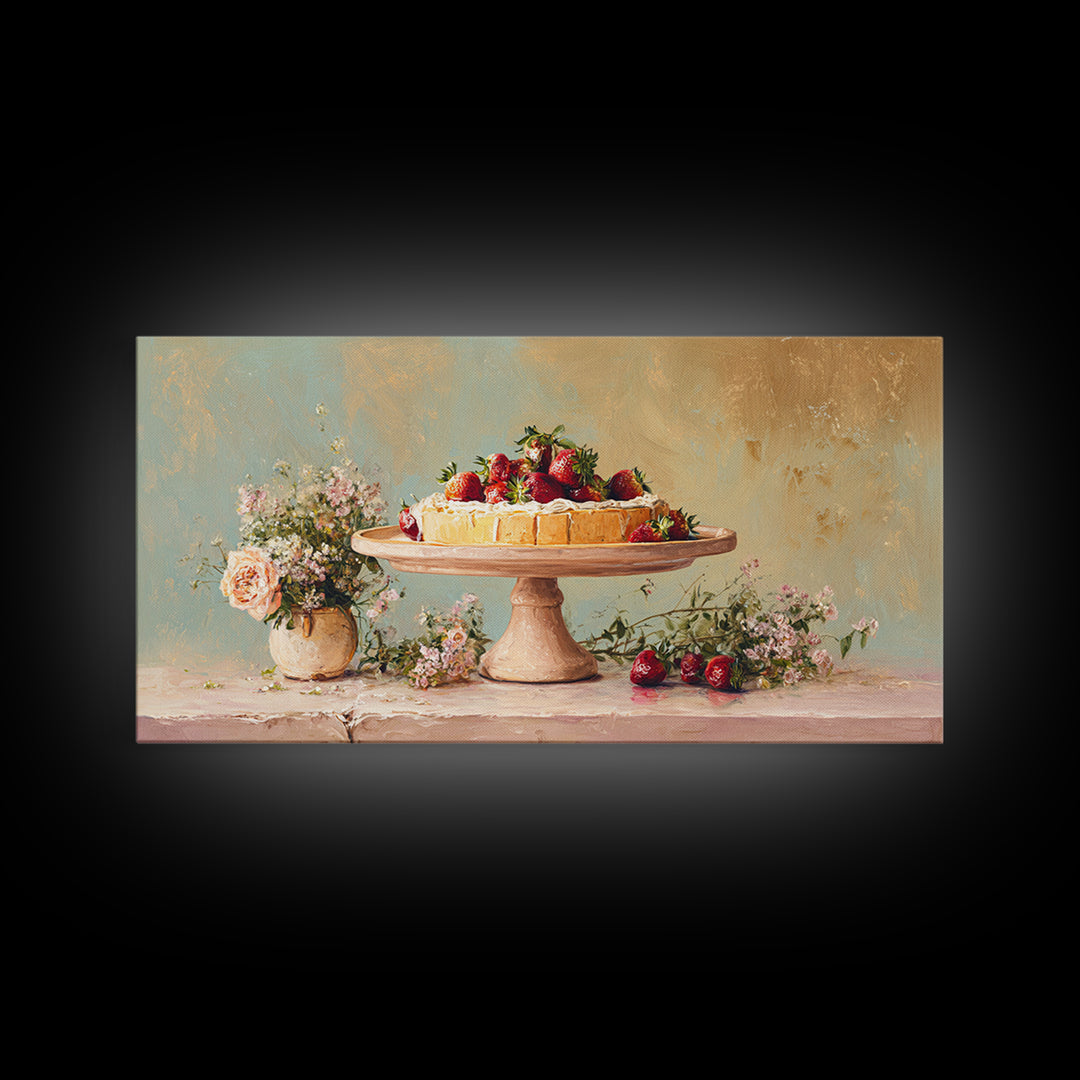 Pastel Cake Stand Framed Canvas Print, Bakery Art, Art Print, Bakery Decor, Patisserie, Kitchen Print, Coffee Wall Art, BAK-2x1-9