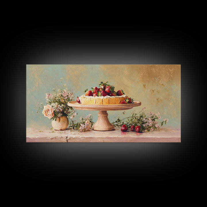 Pastel Cake Stand Framed Canvas Print, Bakery Art, Art Print, Bakery Decor, Patisserie, Kitchen Print, Coffee Wall Art, BAK-2x1-9