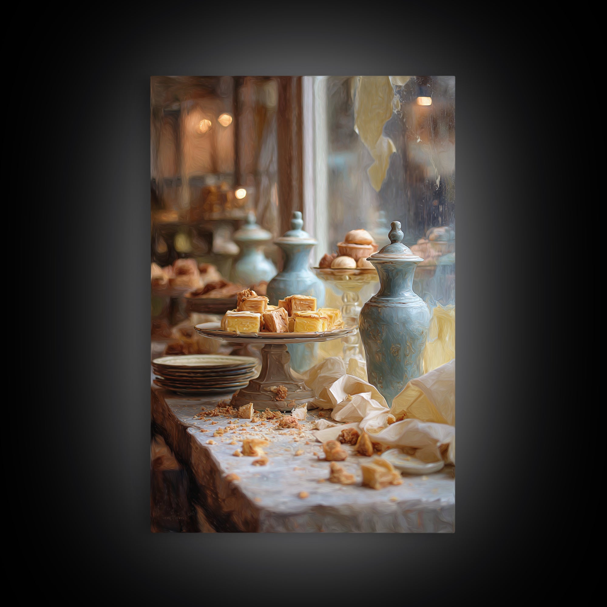 French Patisserie Window Display of Pastel Pastries Canvas Print, Bakery Art, Contemporary Art, Bakery Decor, Patisserie, BAK-2x3-10