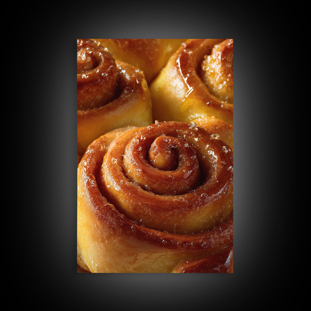 Cinnamon Rolls in a Warm Country Kitchen Framed Canvas Print, Bakery Art, Contemporary Art, Bakery Decor, Fine Art, Patisserie, BAK-2x3-19