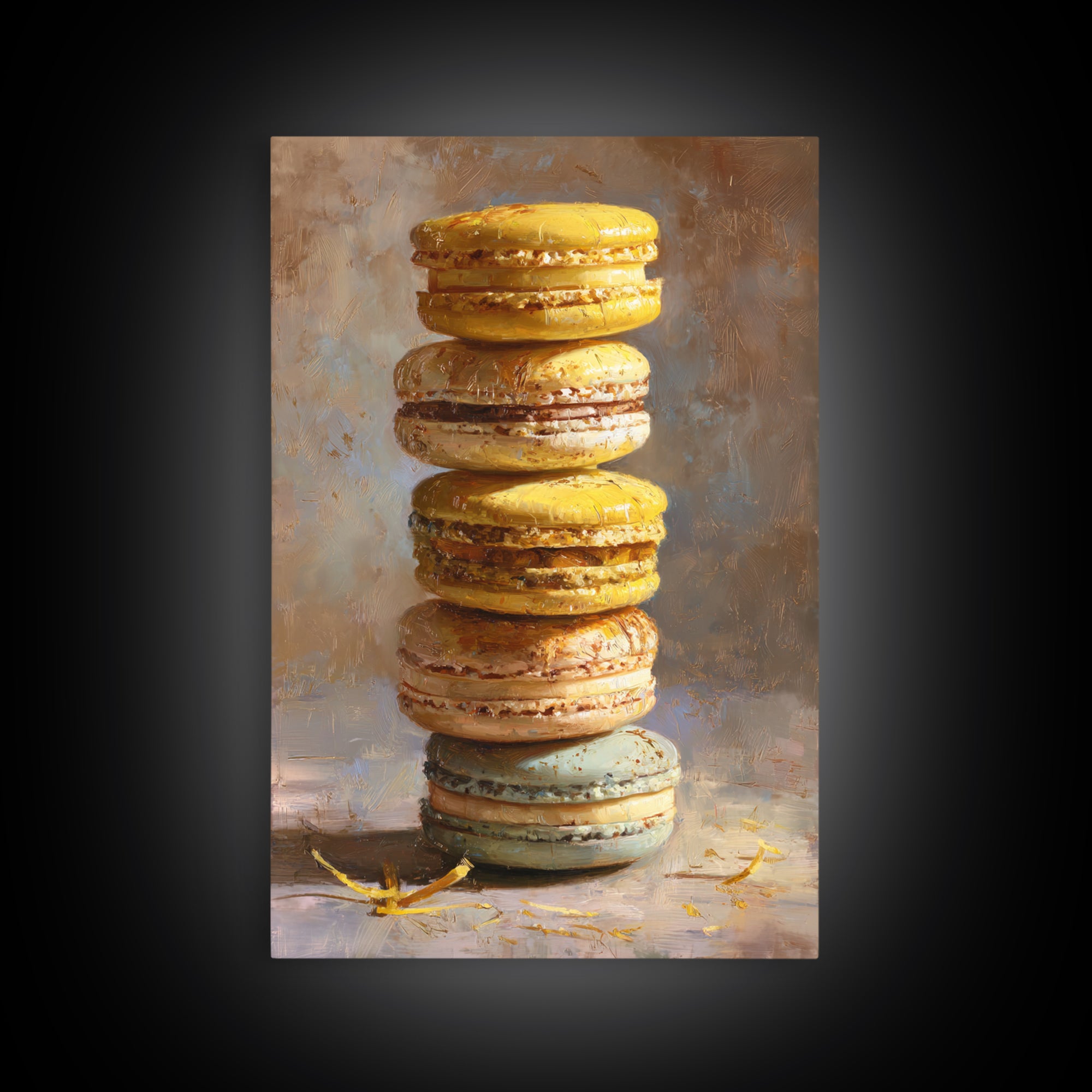 Single Perfect Macaron Tower Canvas Print, Bakery Art, Printable Art, Bakery Decor, Watercolor Art, Patisserie, BAK-2x3-35