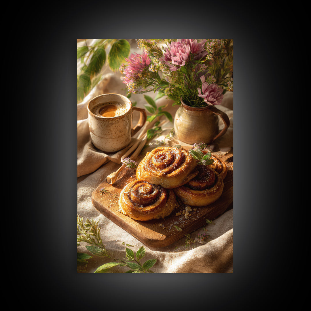 Cinnamon Rolls in a Warm Country Kitchen Canvas Print, Bakery Art, Kitchen Print, Bakery Decor, Fine Art, Patisserie, BAK-2x3-67