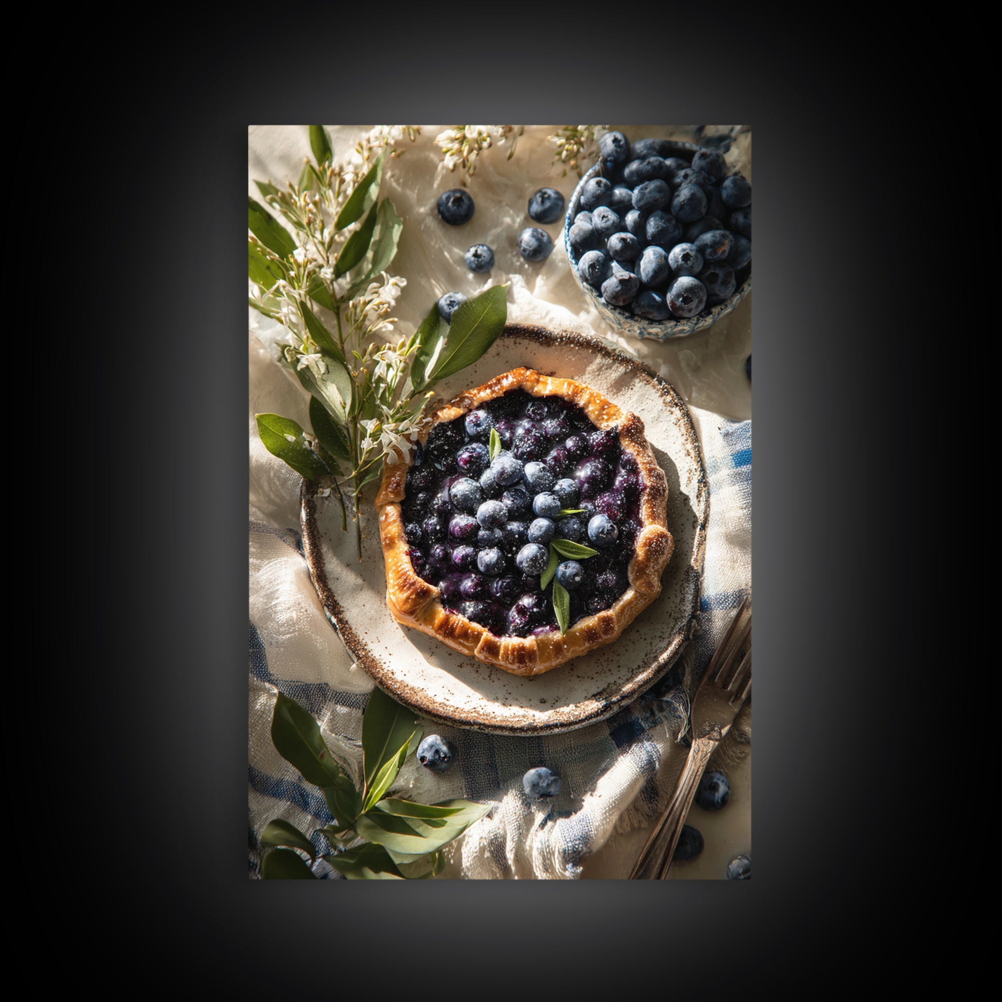 Blueberry Galette with Rustic Farmhouse Texture Canvas Print, Bakery Art, Fine Art Print, Bakery Decor, Fine Art, Patisserie, BAK-2x3-7