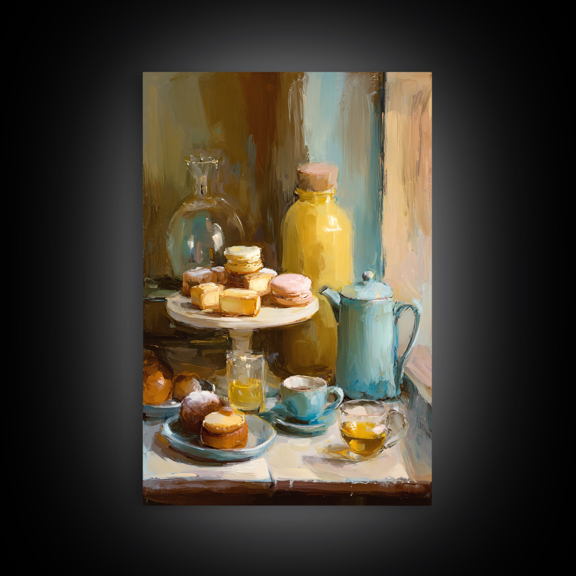 French Patisserie Window Display of Pastel Pastries Canvas Print, Bakery Art, Watercolor Painting, Bakery Decor, Patisserie, BAK-2x3-82