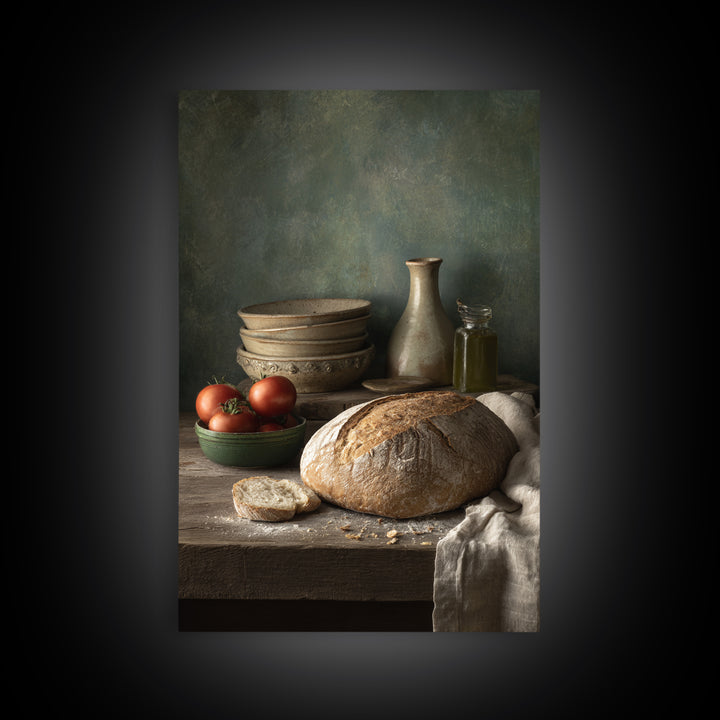 Rustic Loaf of Bread Framed Canvas Print, Bakery Art, Modern Decor, Bakery Decor, Fine Art, Patisserie, Wall Decor, Art Print, BAK-2x3-84