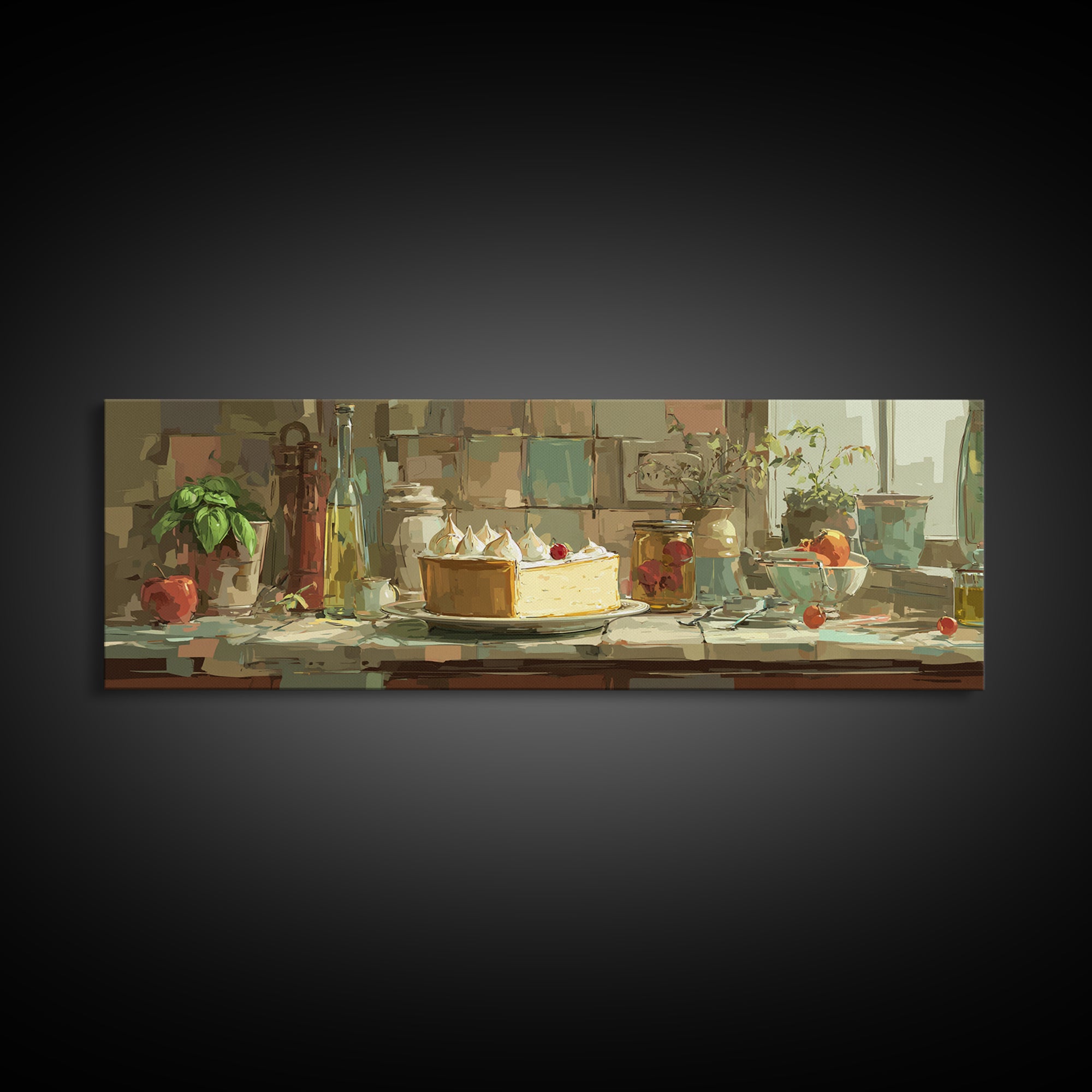 Lemon Meringue Pie Slice Framed Canvas Print, Bakery Art, Kitchen Art, Bakery Decor, Fine Art, Patisserie, Neutral Wall Art, BAK-3x1-2