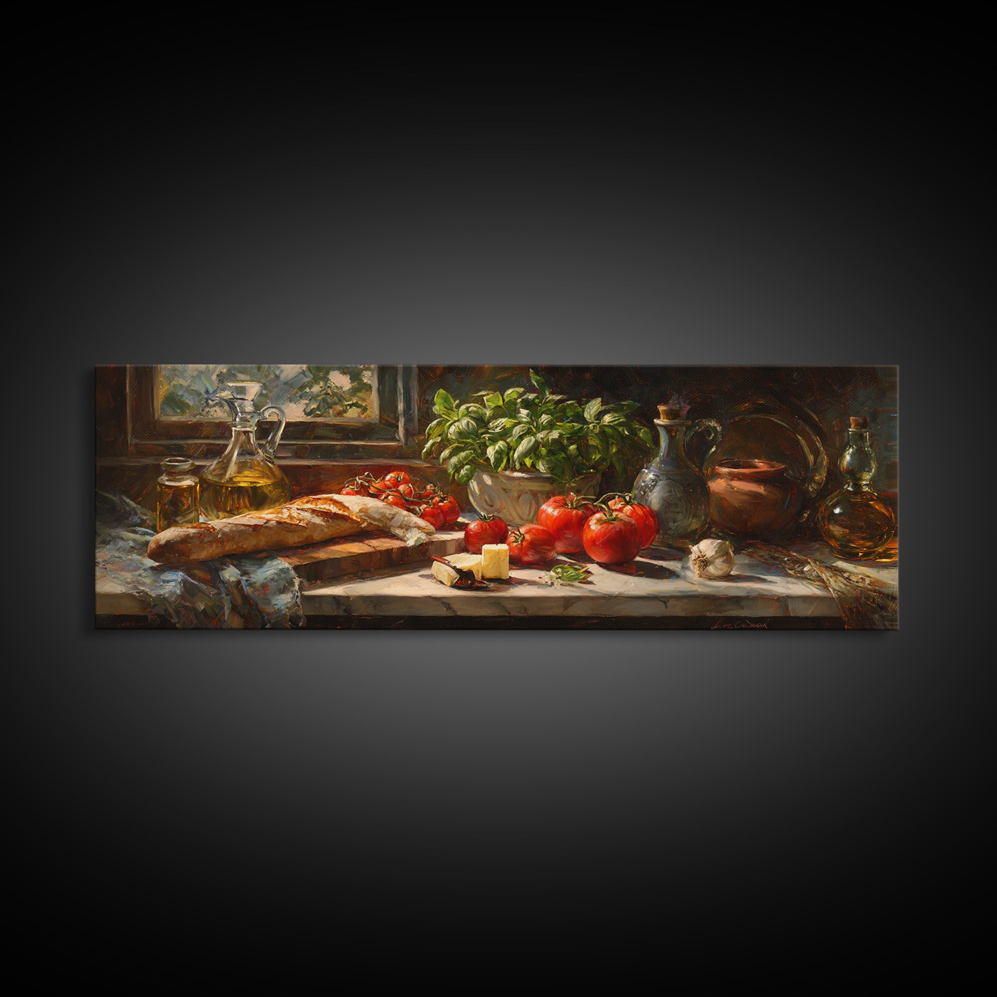 Baguette and Butter Still Life on Marble Canvas Print, Bakery Art, Kids Art, Bakery Decor, Fine Art, Patisserie, BAK-3x1-24