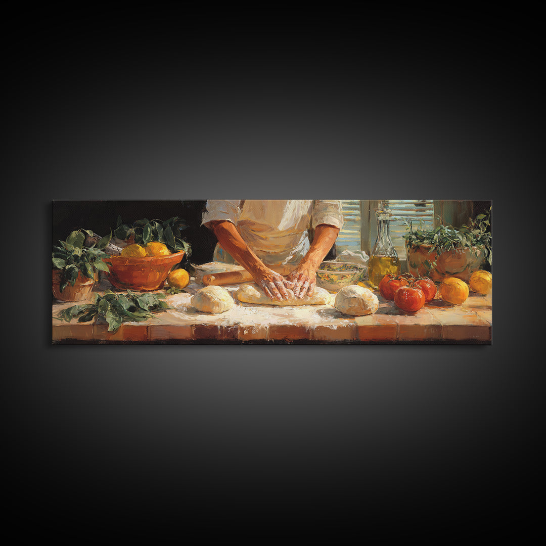 Baker Hands Shaping Dough Canvas Print, Bakery Art, Neutral Wall Art, Bakery Decor, Fine Art, Patisserie, Statement Artwork, BAK-3x1-33