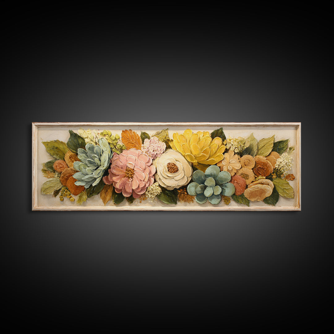 Cupcake Bouquet Painted Framed Canvas Print, Bakery Art, Kitchen Wall Art, Bakery Decor, Oil Painting, Patisserie, BAK-3x1-47