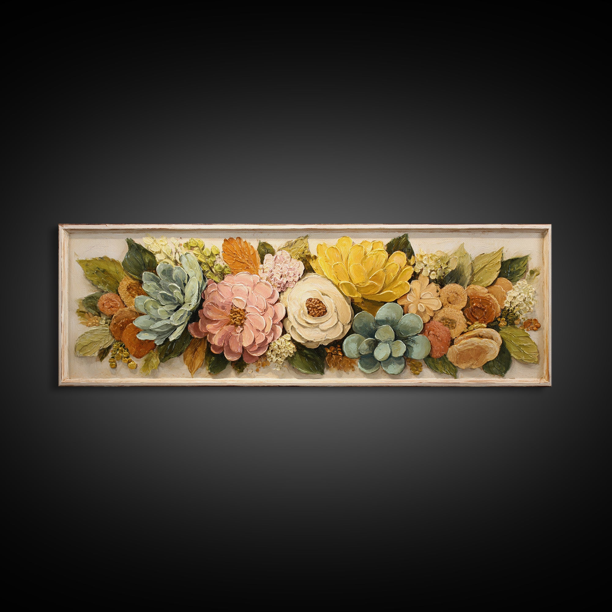 Cupcake Bouquet Painted Framed Canvas Print, Bakery Art, Kitchen Wall Art, Bakery Decor, Oil Painting, Patisserie, BAK-3x1-47