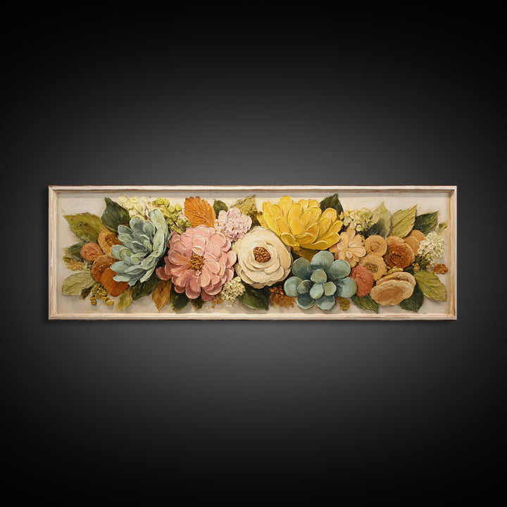 Cupcake Bouquet Painted Framed Canvas Print, Bakery Art, Kitchen Wall Art, Bakery Decor, Oil Painting, Patisserie, BAK-3x1-47