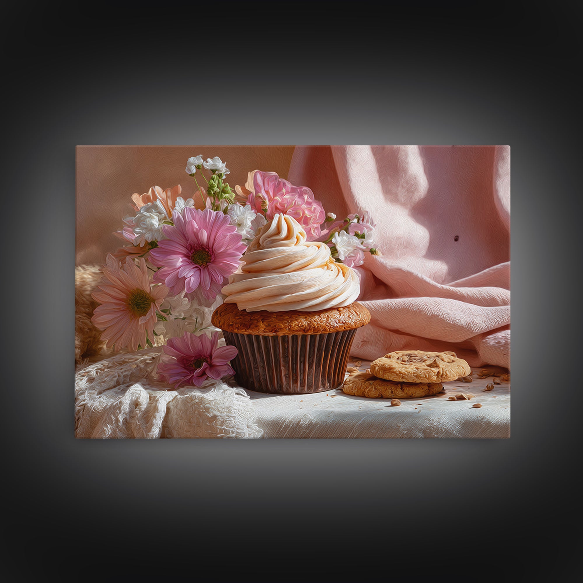 Cupcake Bouquet Painted Canvas Print, Bakery Art, Modern Decor, Bakery Decor, Fine Art, Patisserie, Wall Decor, Art Print, BAK-3x2-11