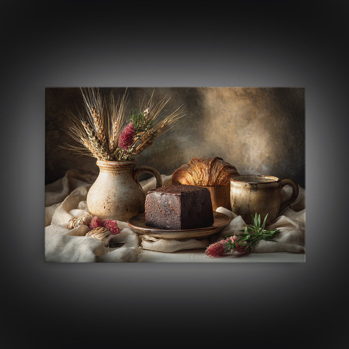 Chocolate Truffle Still Life Framed Canvas Print, Bakery Art, Fine Art, Bakery Decor, Patisserie, Textured Painting, BAK-3x2-23