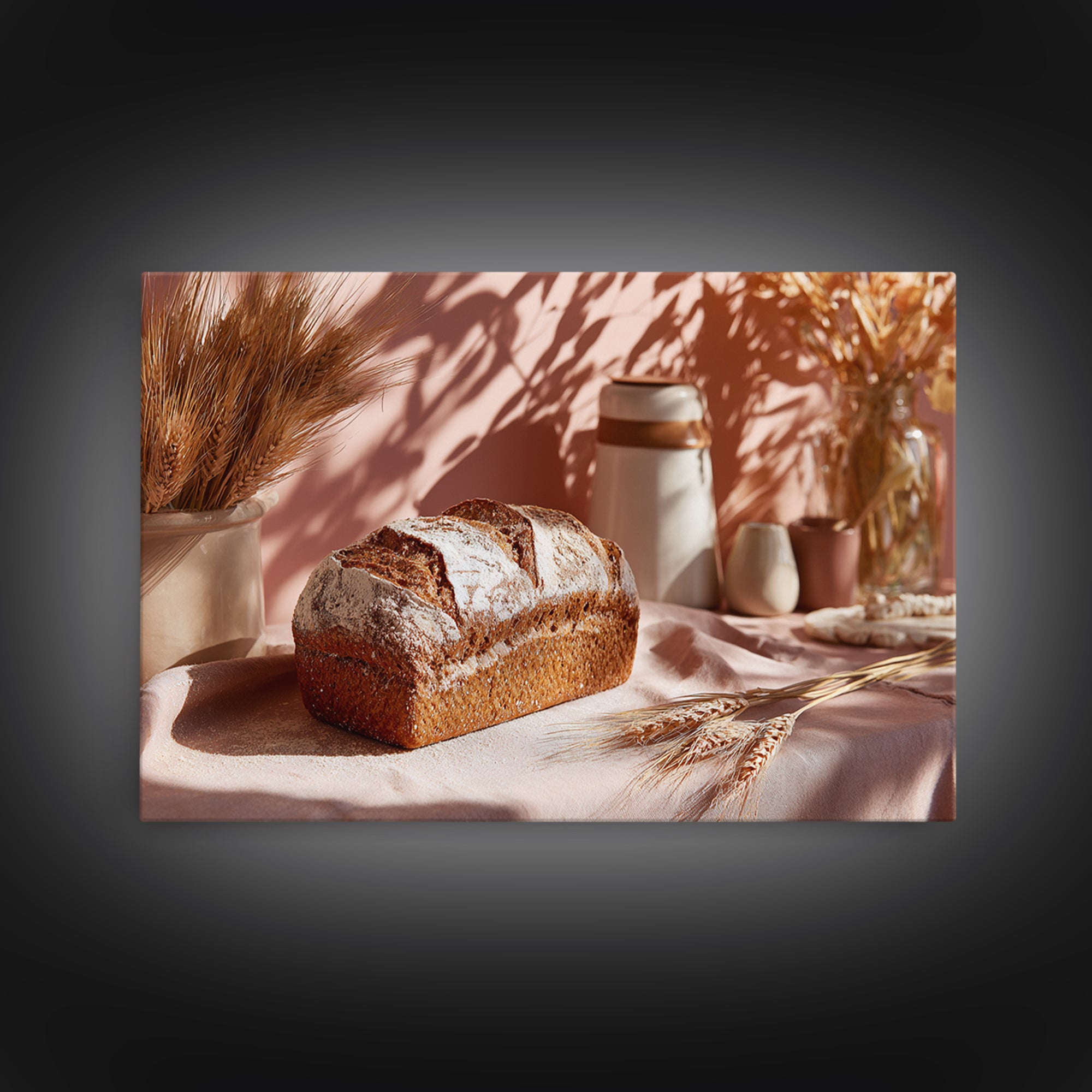 Rustic Loaf of Bread Framed Canvas Print, Bakery Art, Watercolor Print, Bakery Decor, Oil Painting, Patisserie, Fine Art Print, BAK-3x2-8