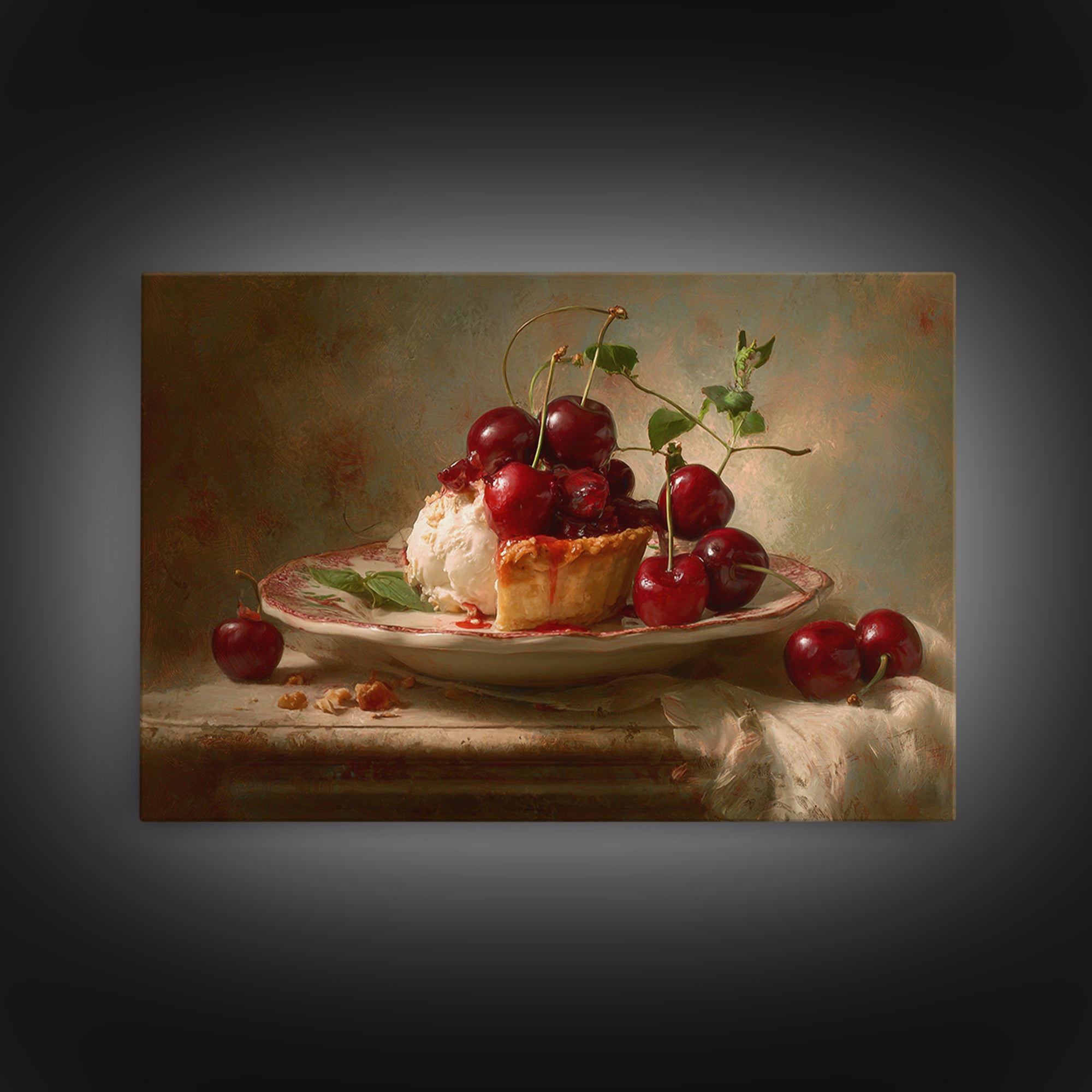 Cherry Tart Still Life Framed Canvas Print, Bakery Art, Fine Art Print, Bakery Decor, Fine Art, Patisserie, Printable Wall Art, BAK-3x2-81