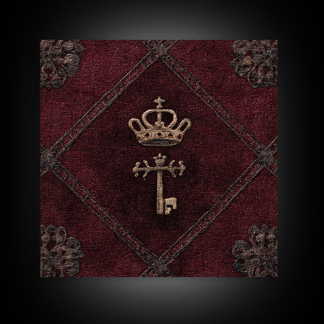 Dark Red Velvet Canvas Print, Baroque Art, Printable Wall Art, Living Room Decor, Fine Art, Ornate, Minimalist Wall Art, BAO-1x1-23
