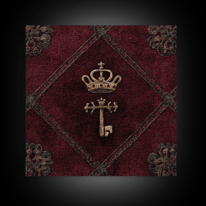 Dark Red Velvet Canvas Print, Baroque Art, Printable Wall Art, Living Room Decor, Fine Art, Ornate, Minimalist Wall Art, BAO-1x1-23