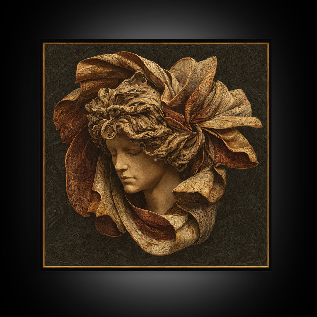Mythic Goddess Figure Framed Canvas Print, Baroque Art, Eclectic Wall Art, Living Room Decor, Fine Art, Ornate, Gallery Decor, BAO-1x1-62
