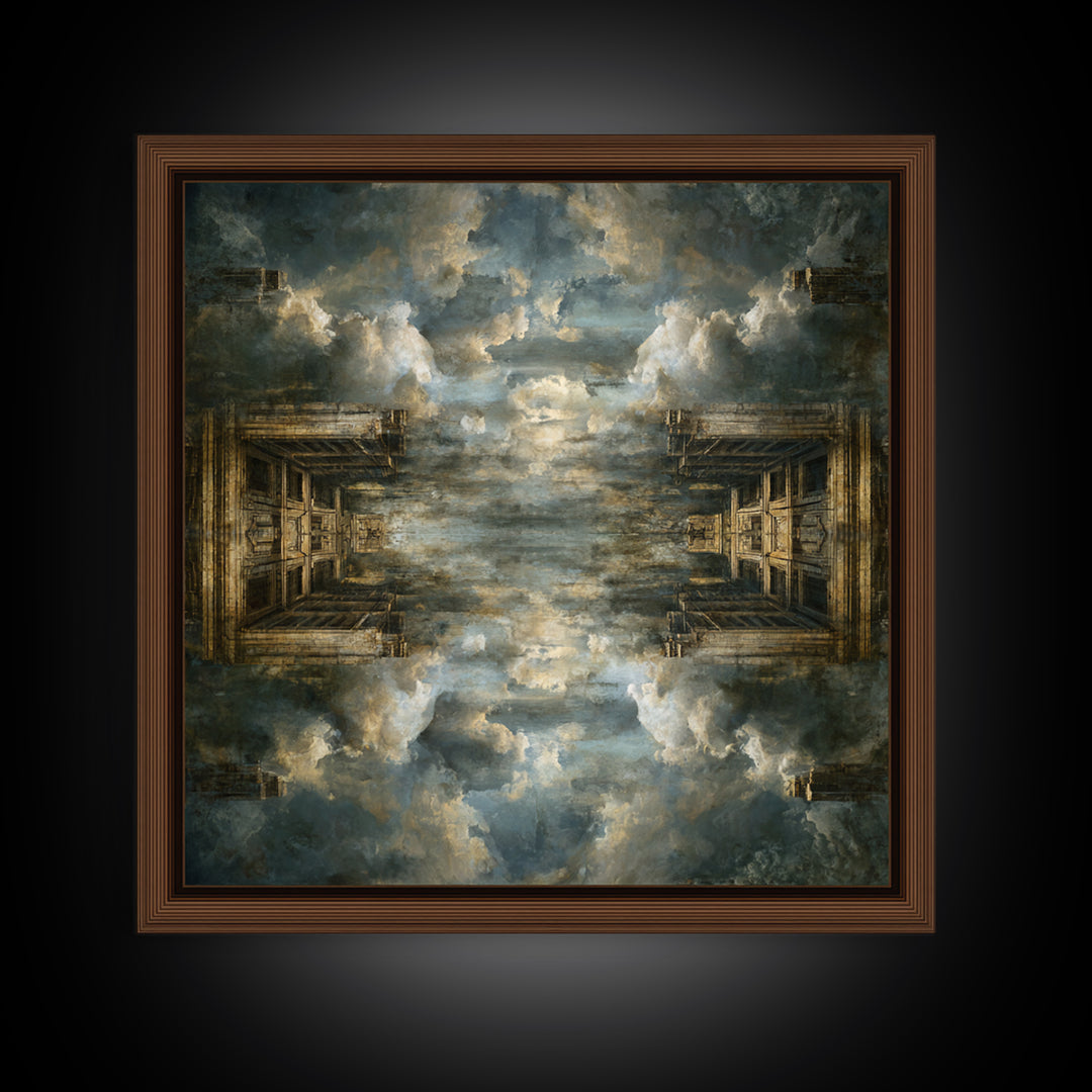 Classical Ruins Beneath a Dramatic Sky Framed Canvas Print, Baroque Art, Feminist Art, Living Room Decor, Fine Art, Ornate, BAO-1x1-67
