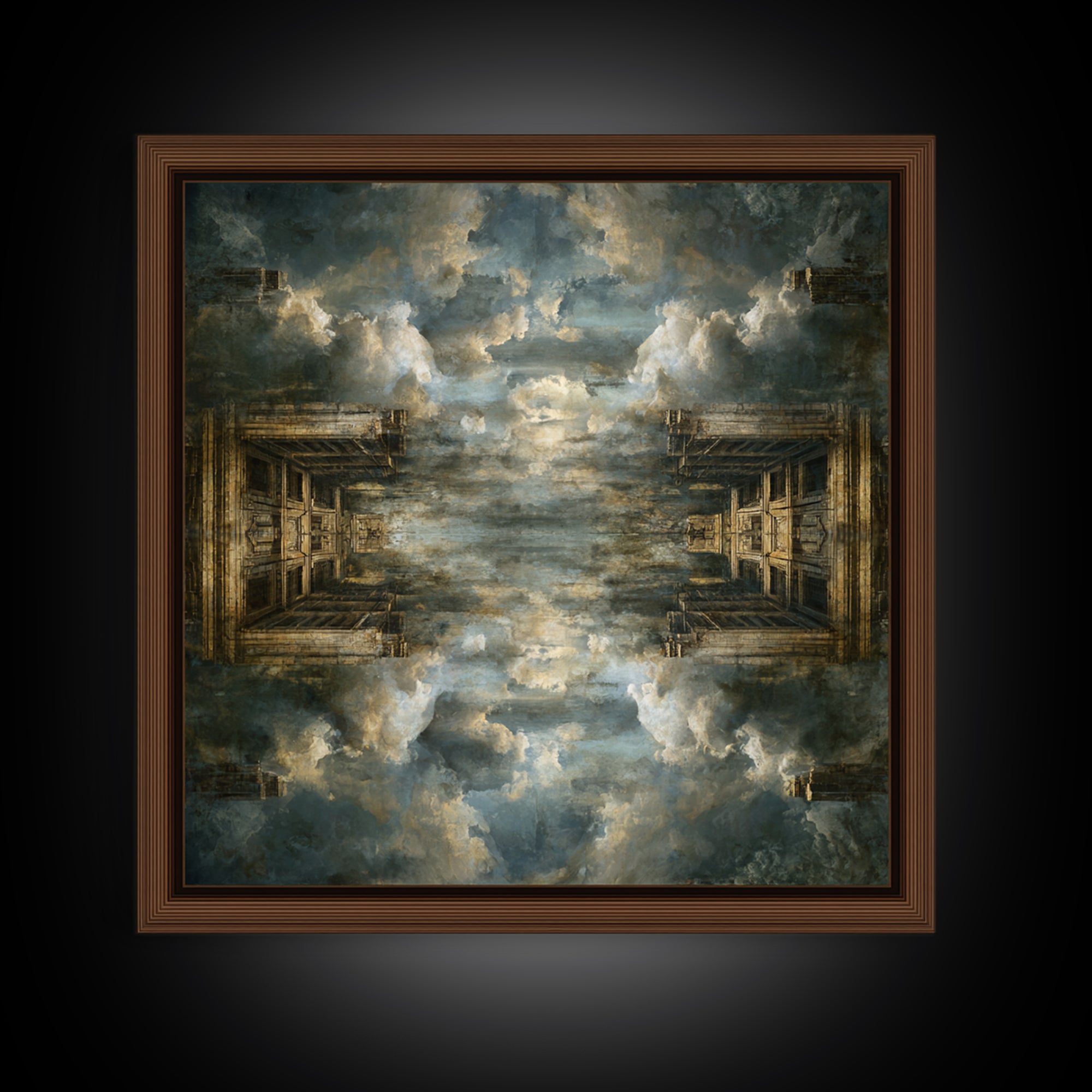 Classical Ruins Beneath a Dramatic Sky Framed Canvas Print, Baroque Art, Feminist Art, Living Room Decor, Fine Art, Ornate, BAO-1x1-67