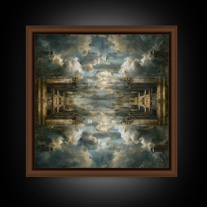 Classical Ruins Beneath a Dramatic Sky Framed Canvas Print, Baroque Art, Feminist Art, Living Room Decor, Fine Art, Ornate, BAO-1x1-67