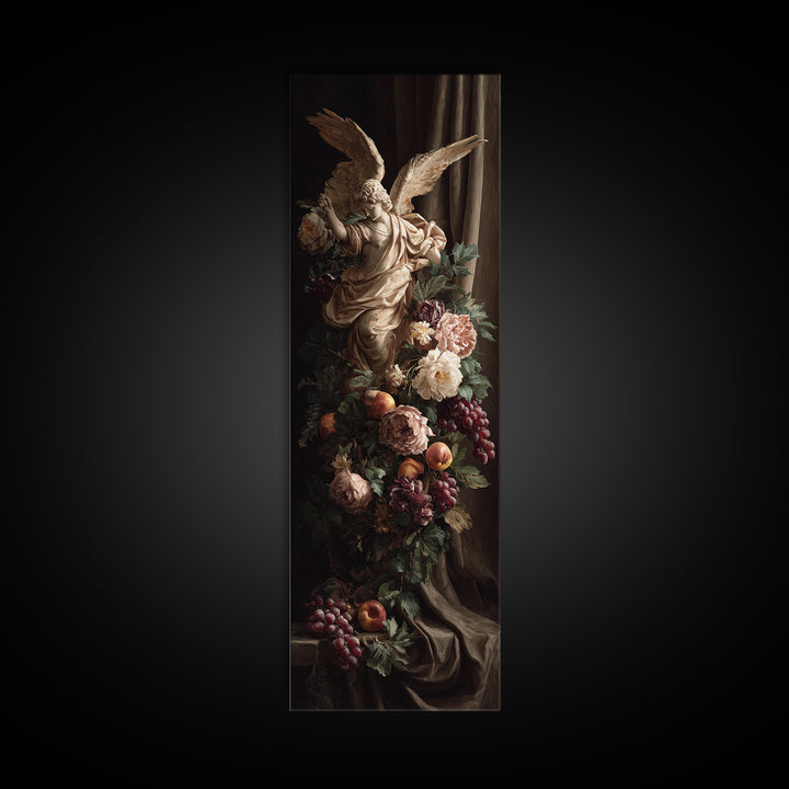 Gilded Angel Wings Emerging from Storm Clouds Canvas Print, Baroque Art, Minimalist Wall Art, Living Room Decor, Ornate, BAO-1x3-18