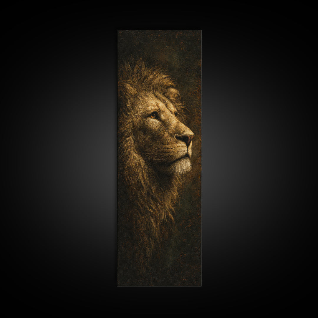 Royal Lion Portrait Framed Canvas Print, Baroque Art, Eclectic Wall Art, Living Room Decor, Fine Art, Ornate, Gallery Decor, BAO-1x3-29