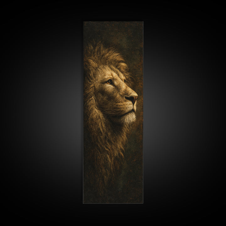Royal Lion Portrait Framed Canvas Print, Baroque Art, Eclectic Wall Art, Living Room Decor, Fine Art, Ornate, Gallery Decor, BAO-1x3-29