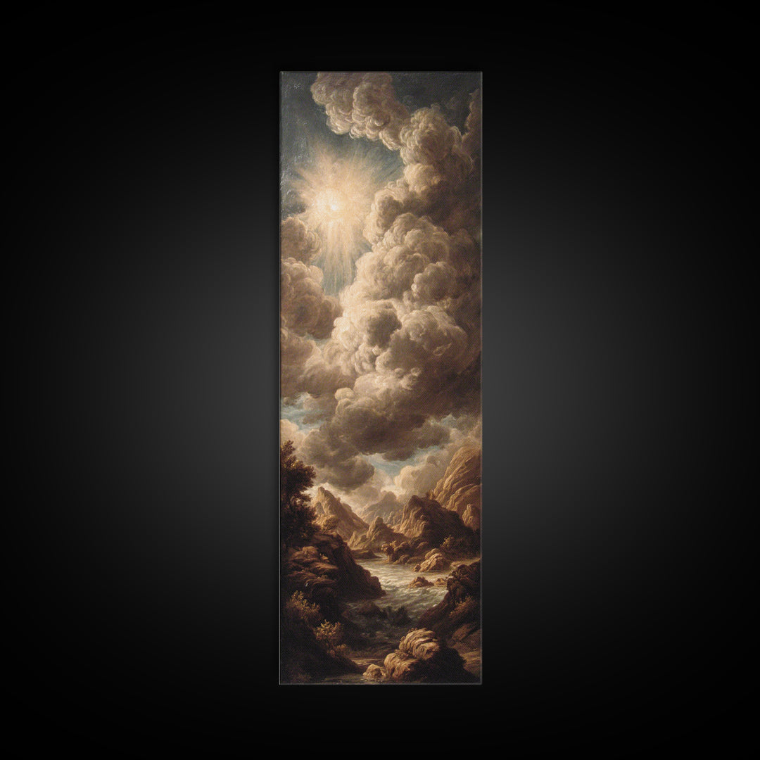 Theatrical Stormy Landscape Framed Canvas Print, Baroque Art, Room Decor Aesthetic, Living Room Decor, Fine Art, Ornate, BAO-1x3-46