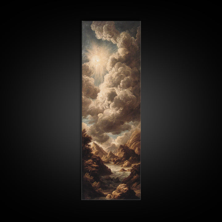 Theatrical Stormy Landscape Framed Canvas Print, Baroque Art, Room Decor Aesthetic, Living Room Decor, Fine Art, Ornate, BAO-1x3-46