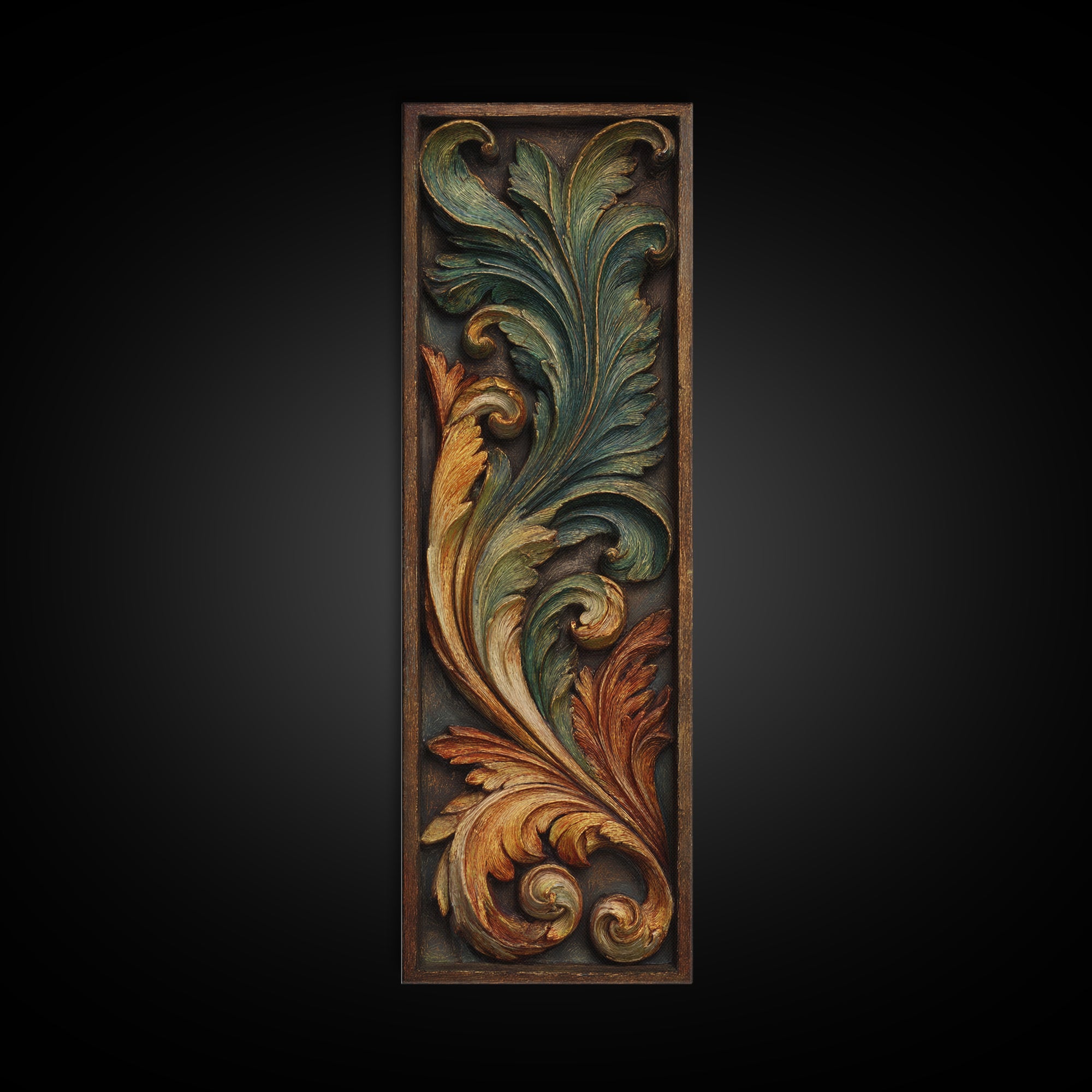 Carved Acanthus Leaf Ornament Study Canvas Print, Baroque Art, Art Print, Living Room Decor, Fine Art, Ornate, Oil Painting, BAO-1x3-51