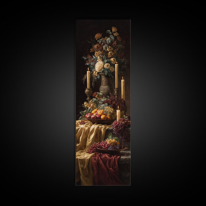 Lavish Banquet Fruit Composition Canvas Print, Baroque Art, Statement Artwork, Living Room Decor, Fine Art, Ornate, Painting, BAO-1x3-56