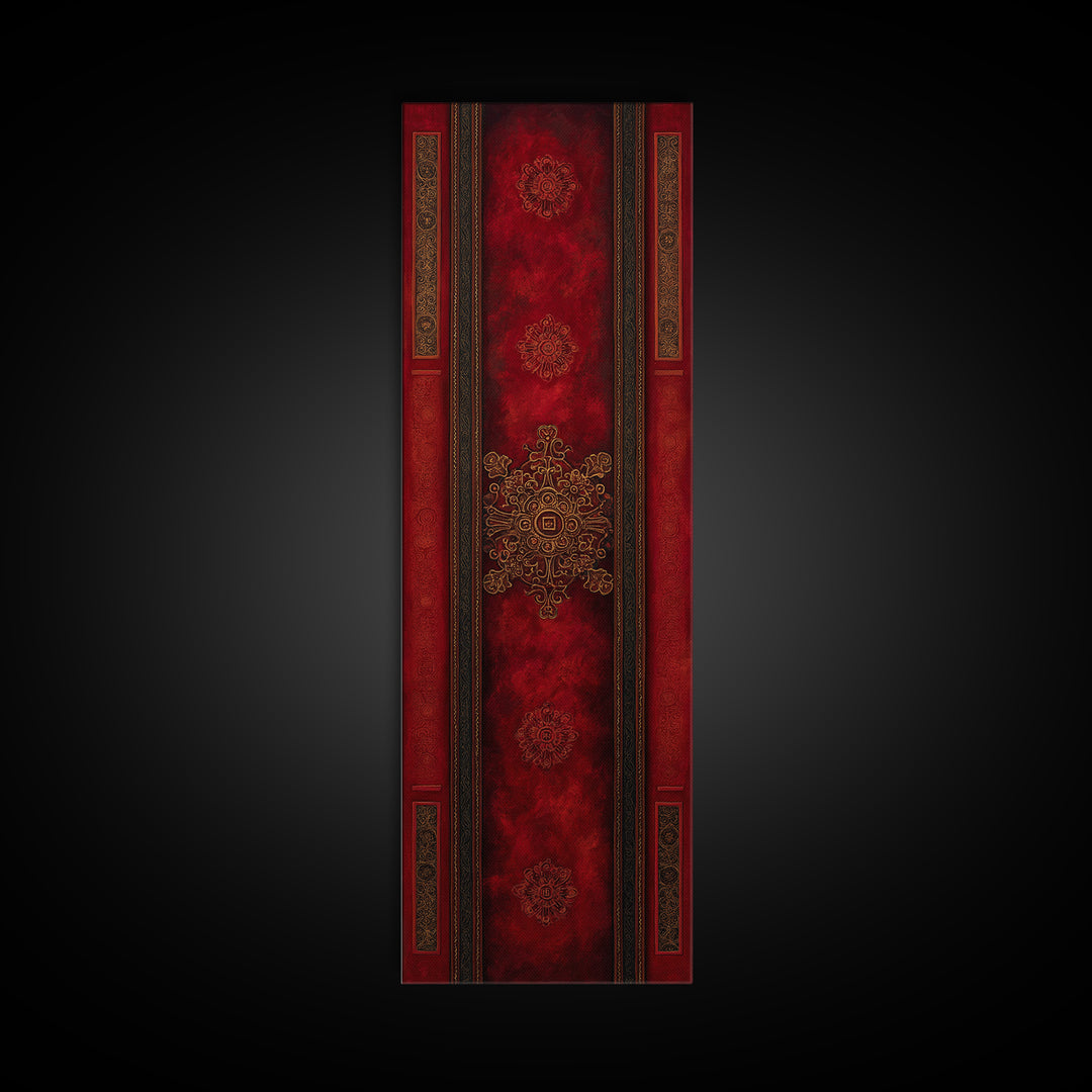Dark Red Velvet Canvas Print, Baroque Art, Statement Artwork, Living Room Decor, Fine Art, Ornate, Painting, Printable Wall Art, BAO-1x3-59