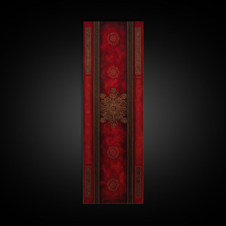 Dark Red Velvet Canvas Print, Baroque Art, Statement Artwork, Living Room Decor, Fine Art, Ornate, Painting, Printable Wall Art, BAO-1x3-59