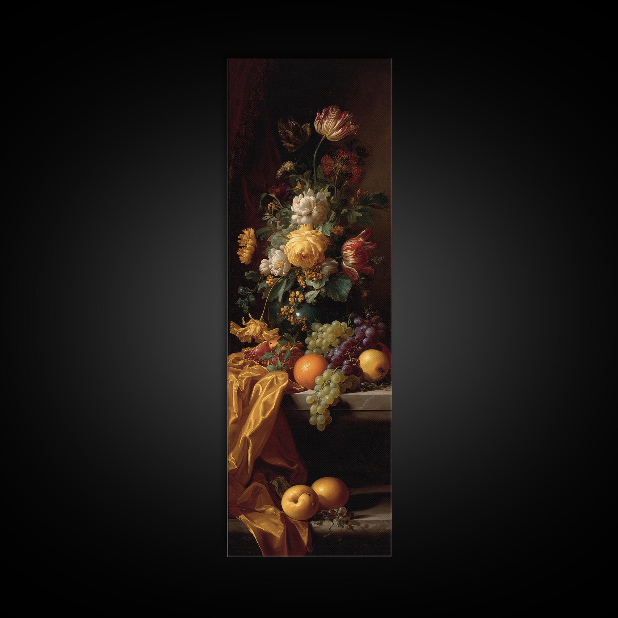 Theatrical Stormy Landscape Framed Canvas Print, Baroque Art, Room Decor Aesthetic, Living Room Decor, Fine Art, Ornate, BAO-1x3-70